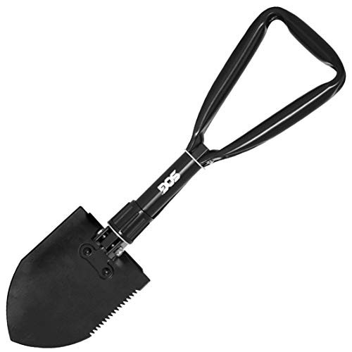 SOG Folding Shovel Survival Shovel  Entrenching Tool 18.25 Inch Foldable Shovel Camping Shovel w/ Wood Saw Edge and Tactical Shovel Carry Case (F08-N)