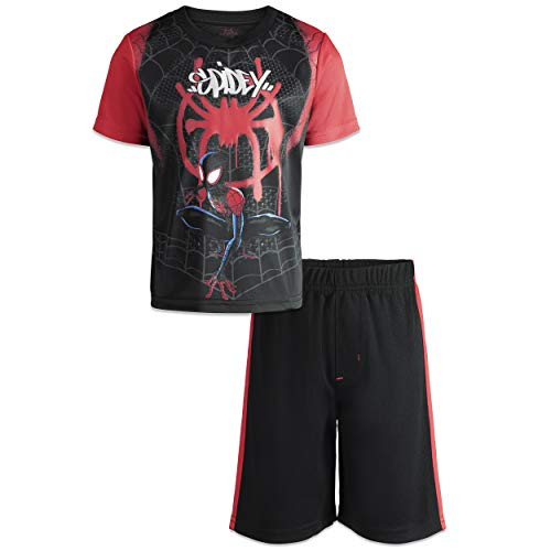 Marvel Spiderverse Spiderman Miles Morales Big Boys' Athletic T-Shirt Shorts 8