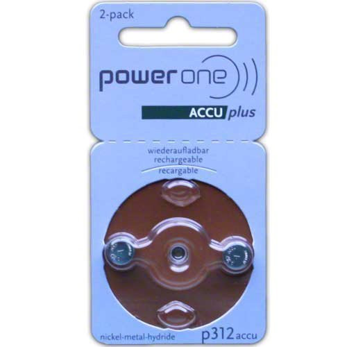 PowerOne ACCU plus Size 312 Rechargeable Hearing Aid Batteries Model- Size 312 2-Pack Electronic Store  and  More
