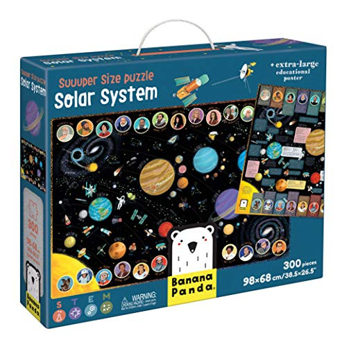 Banana Panda - Suuuper Size Puzzle Solar System - Large 300-Piece Floor Puzzle and Extra-Large Educational Poster with Space Facts Early STEM Learning Activity for Kids Ages 7 Years  plus
