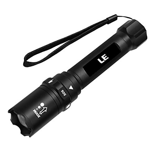 LE Super Bright LED Flashlight, Rechargeable and Waterproof Tactical Torch Light, 1040 Lumens CREE LED, Small, Adjustable Brightness, 6 Lighting Modes for Camping, Running and more