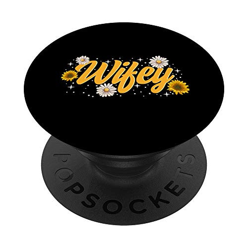 Wifey and Hubby Mr and Mrs Just Married Matching Her Wedding PopSockets PopGrip- Swappable Grip for Phones  and  Tablets