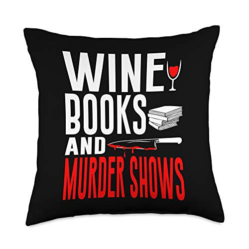 True Crime Tees by K True Crime Fan Wine Lover Book Nerd Funny Literary Gift Throw Pillow 18x18 Multicolor