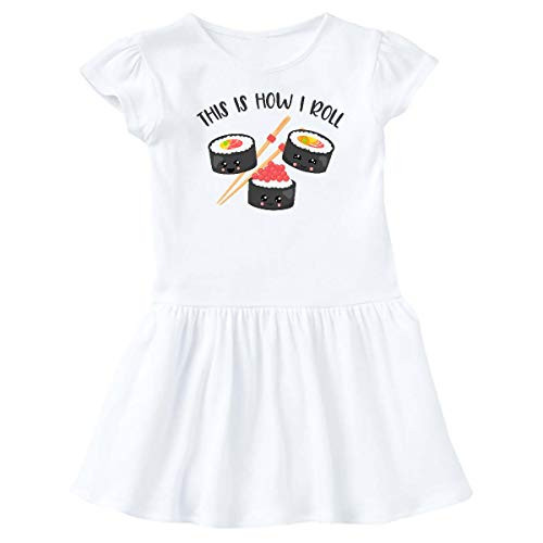inktastic Kawaii How I Roll Sushi Infant Dress 24 Months White