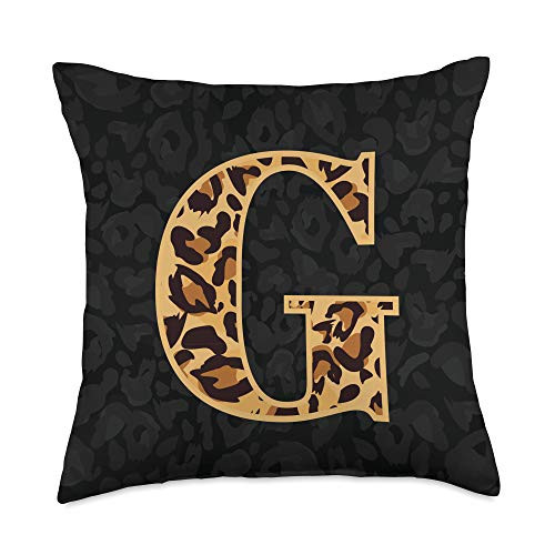 Letter G Cheetah Leopard Print Gifts Cheetah Print Letter G Leopard Initial Women Girls Throw Pillow 18x18 Multicolor