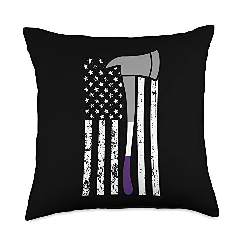 Asexual Cloths Gift Ace Pride Proud LGBT-Q Ally Firefighter American Flag LGBT-Q Asexual Ace Pride Fireman Throw Pillow 18x18 Multicolor