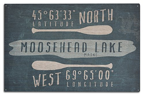 Moosehead Lake Maine Lake Essentials Latitude and Longitude -10x15 Wood Wall Sign Wall Decor Ready to Hang-