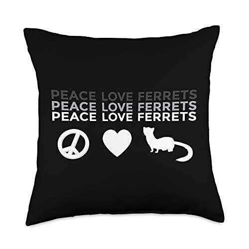 Ferret Gift Tees by K Peace Love Ferret Lovers Owners Christmas Gift Tee Throw Pillow 18x18 Multicolor