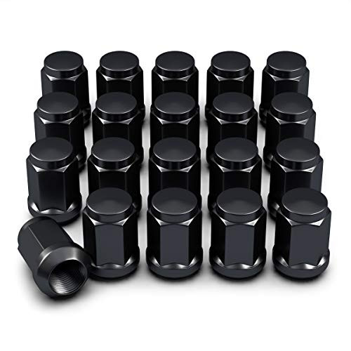 A-KARCK Wheel Lug Nuts 1-2"-20 Black Bulge Acorn Lug Nuts Closed End 20PCS Cone Seat 1.38 inch Overall Tall 3-4 inch Hex