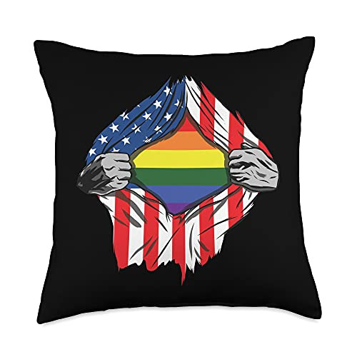 Gay Cloths Gift Proud LGBT-Q Pride Ally Super-hero American LGBT-Q Cool Gay Pride Rainbow Flag Ally Throw Pillow 18x18 Multicolor Gay Cloths Gift Proud LGBT-Q Pride Ally Super-hero American LGBT-Q Cool Gay Pride Rainbow Flag Ally Throw Pillow 18x18 Multicolor
