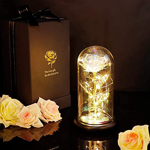 OurWarm Gift for her Women's Gift Birthday Gifts Colorful Artificial Flower Rose Galaxy Flower Rose in Glass Dome with Lamp Unique for Mothers Day Graduate Valentine's Day Christmas Anniversary OurWarm Gift for her Women's Gift Birthday Gifts Colorful Artificial Flower Rose Galaxy Flower Rose in Glass Dome with Lamp Unique for Mothers Day Graduate Valentine's Day Christmas Anniversary