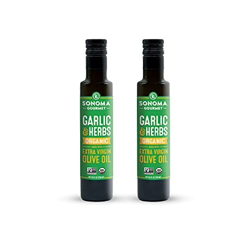 Sonoma Gourmet Roasted Garlic and Herb Olive Oil First Cold-Pressed Extra Virgin Olive Oil USDA Organic NON-GMO and Project Verified 8.5 Fl Oz -Pack of 2- Sonoma Gourmet Roasted Garlic and Herb Olive Oil First Cold-Pressed Extra Virgin Olive Oil USDA Organic NON-GMO and Project Verified 8.5 Fl Oz -Pack of 2-