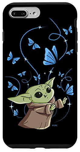 iPhone 7 Plus-8 Plus Star Wars The Mandalorian The Child with Blue Butterflies Case
