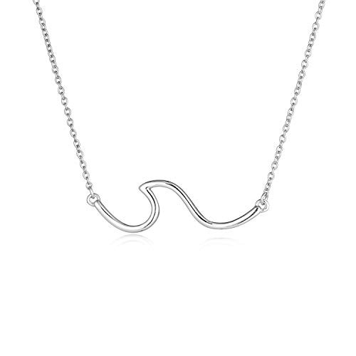 YFN Wave Necklace Sterling Silver Ocean Wave Necklace Ocean Jewelry Beach Choker Necklace for Women Gifts -Silver 20-