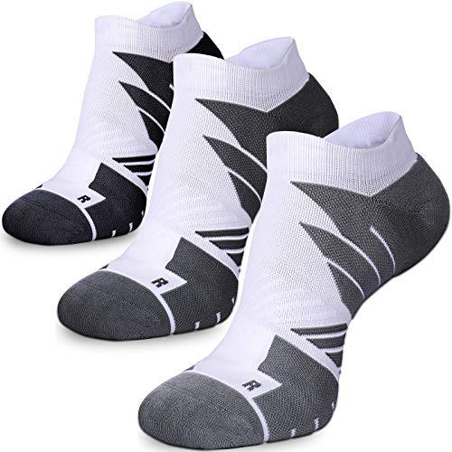 Ankle Running Socks for Women  and  Men Anti-Blister Wicking Athletic Socks Coolmax Padded Seamless Anti-odor -3 Pairs White Large- Ankle Running Socks for Women  and  Men Anti-Blister Wicking Athletic Socks Coolmax Padded Seamless Anti-odor -3 Pairs White Large-