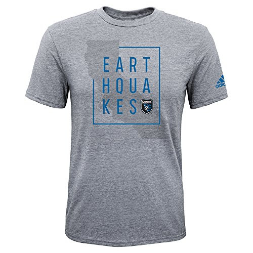 MLS San Jose Earthquakes Boys -Triblend Framed Shorts sleeve Tee Heather Grey Large -14-16-