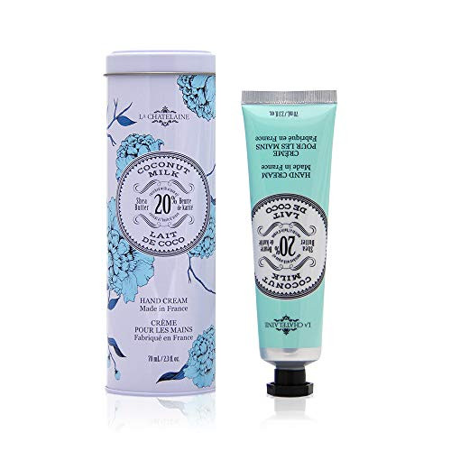 La Chatelaine Hand Cream Tin 20 percent Organic Shea Butter Argan Oil and Calendula Moisturizing and Nourishing 2.3 Oz -Coconut Milk- La Chatelaine Hand Cream Tin 20 percent Organic Shea Butter Argan Oil and Calendula Moisturizing and Nourishing 2.3 Oz -Coconut Milk-