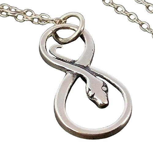 Sterling Silver Snake Infinity Charm Necklace 18"