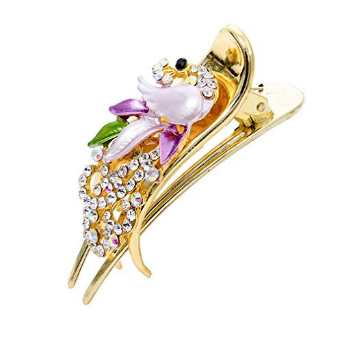 Pudwy Horsetail Headwear Flower Rhinestone Hair Clip Hairpins for Women Girl Barrettes Claw Hair Accessory 14A
