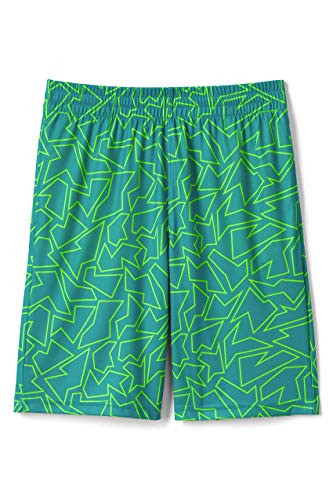 Lands' End Boys Pattern Active Short Gulf Teal Geo Husky Large