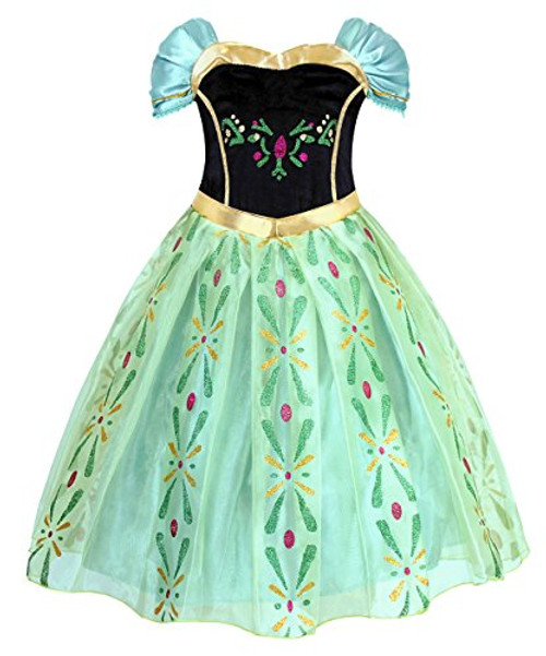 Cotrio Little Girls Anna Coronation Dress Princess Anna Costume Dress Up Halloween Cosplay Fancy Dresses Size 3T (2-3yrs, Green) Cotrio Little Girls Anna Coronation Dress Princess Anna Costume Dress Up Halloween Cosplay Fancy Dresses Size 3T (2-3yrs, Green)