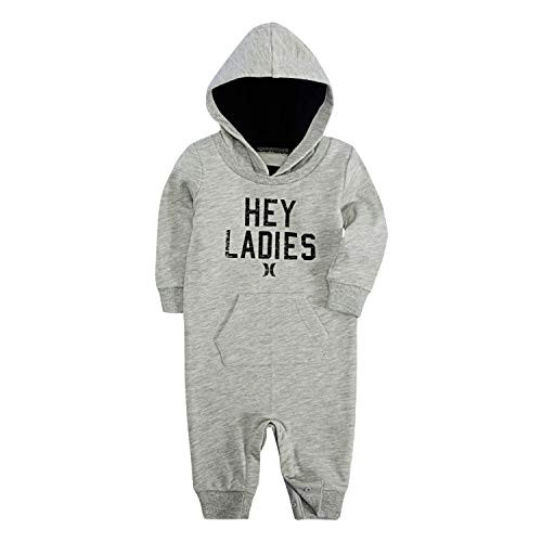 Hurley Baby Boys Long Sleeve Hooded Coverall Dark Grey Heather 9M