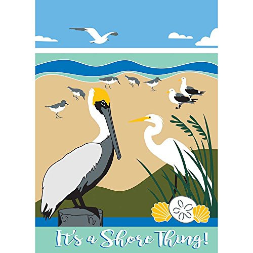 It's A Shore Thing Pelicans Beachy Blues 13 x 18 Rectangular Small Garden Flag