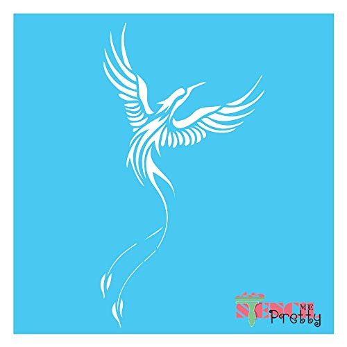 Firebird Phoenix Furniture  and  Wall Stencil Best Vinyl Large Stencils for Painting on Wood Canvas Wall etc.-L -11" x 20"- Brilliant Blue Color Material