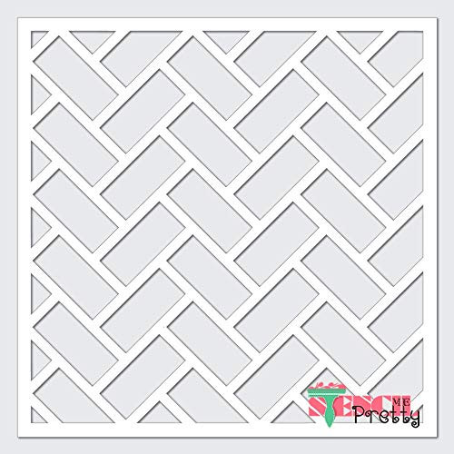 Stencil - The Docksta Brick Pattern Best Vinyl Large Stencils for Painting on Wood Canvas Wall etc.-XL -14" x 14"- Ultra Thick Exhibit Grade White Color Material