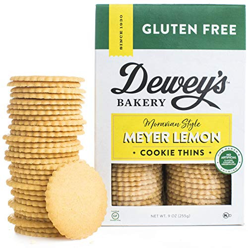 Deweys Bakery Gluten Free Meyer Lemon Moravian Style Cookie Thins | Certified Gluten Free | Baked in Small Batches |Real, Simple Ingredients | Time-Honored Southern Bakery Recipe | 9 oz (Pack of 3)