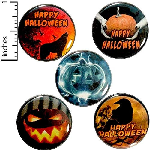 Halloween Buttons Pins for Backpacks or Jackets Rad Cool Lapel Pins Badges 5 Pack Gift Set 1 Inch P37-2