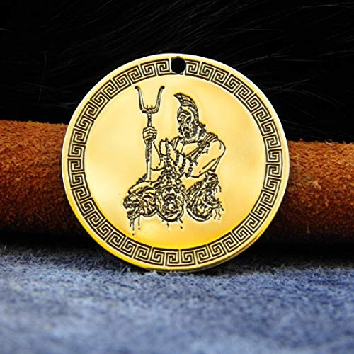 The Greek chthonic god of the underworld - Hades with with Cerberus medalion brass