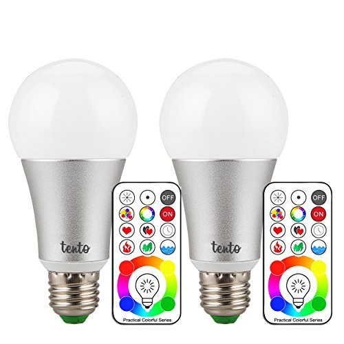 120 Colors LED Light Bulb, Dimmable E26 LED Light Bulb, tento 10W RGBW Color Changing Light Bulb with Remote Control, Decorative Lights, Mood Light Bulb, Great for Home Decor, Stage, Party and More
