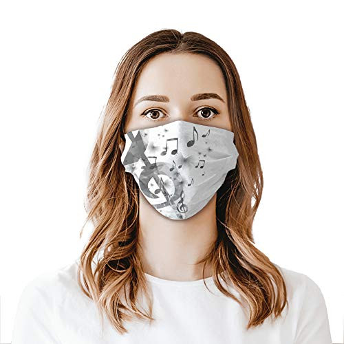 Comfortable Windproof mask Music with G-Clef Key Instrument Monochrome Creative Rhythmic OrnatePrinted Facial Decorations for Adult Comfortable Windproof mask Music with G-Clef Key Instrument Monochrome Creative Rhythmic OrnatePrinted Facial Decorations for Adult