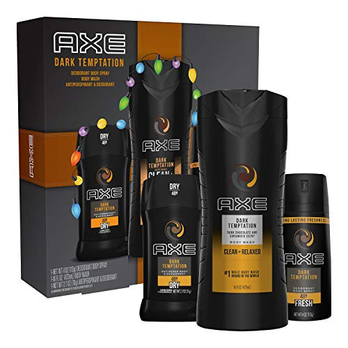 AXE Dark Temptation Holiday Gift Set With Body Spray Antiperspirant  and  Deodorant Stick and Body Wash for Grooming 3 count