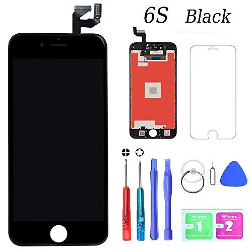 MWBDD Compatible with iPhone 6s Screen Replacement Black 4.7 Inch LCD Display with 3D Touch Screen Digitizer Frame Full Assembly Include Full Free Repair Tools Kit+Instruction+Screen Protector