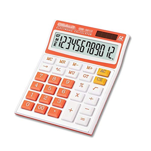 Amon Electronic Desktop Calculator with 12 Digit Large Display Solar Battery LCD Display Office Calculator -Color - Orange-