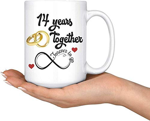 14th Wedding Anniversary Present For Him And Her 14th Anniversary Mug For Husband  and  Wife Married For 14 Years 14 Years Together With Her