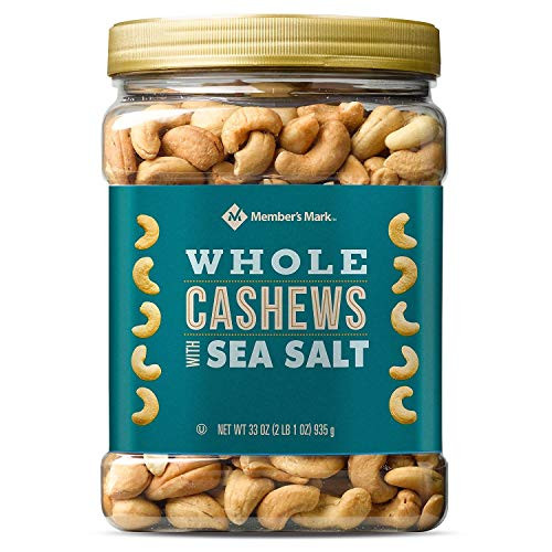Member's Mark Roasted Whole Cashews with Sea Salt - 33 oz.- -1 Jar- Member's Mark Roasted Whole Cashews with Sea Salt - 33 oz.- -1 Jar-