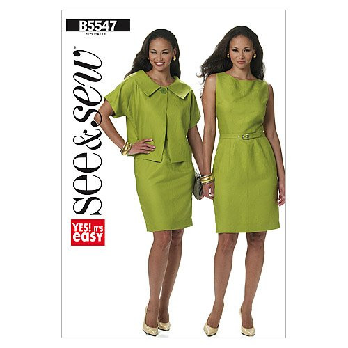 BUTTERICK PATTERNS B5547 Misses'-Misses' Petite Jacket Dress and Belt Size B -14-16-18-20-22-