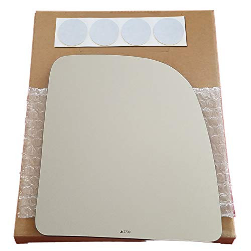 Mirror Glass Replacement  plus Adhesive Pads for 2003-2015 Ford E-250 Passenger Side - Upper Flat - Fits 2-Piece Extending Towing Mirror Head