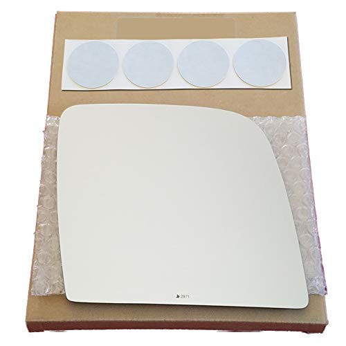 Mirror Glass Replacement  plus Adhesive Pads for 2008-2015 Ford E-150 Passenger Side - Upper Flat - Fits 2-Piece Mirror Head