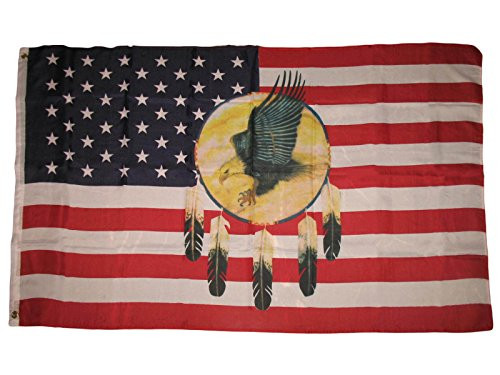 K's Novelties 3x5 USA United States America Dreamcatcher Eagle US Flag Native American Indian 3' x 5' Includes 2 Flag Clips K's Novelties 3x5 USA United States America Dreamcatcher Eagle US Flag Native American Indian 3' x 5' Includes 2 Flag Clips