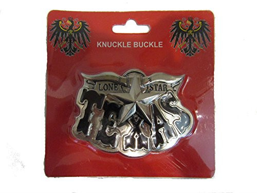 K's Novelties Texas Lone Star Longhorn Black Letters Belt Buckle