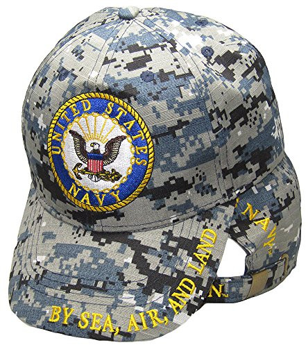 K's Novelties United States Navy by Sea Air and Land Blue ACU Digital Camo Embroidered Cap