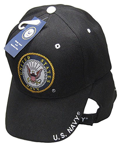 K's Novelties Set of 2 United States Navy Emblem US Navy On Bill Black with Shadow Embroidered Cap USN