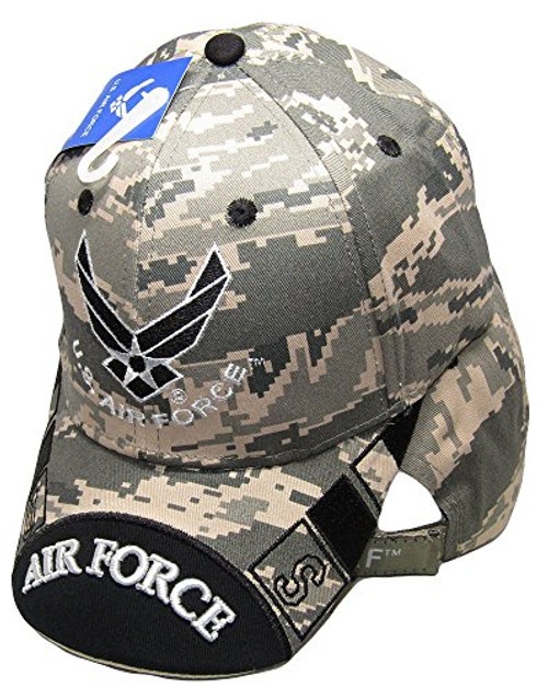 K's Novelties Wholesale lot of 2 Air Force ACU Camouflage Camo Black USAF Wings Embroidered Cap Hat
