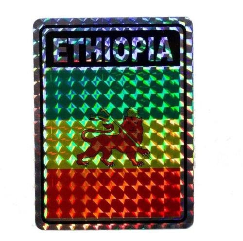 K's Novelties Wholesale Lot 12 Ethiopia Lion Country Flag Reflective Decal Bumper Sticker