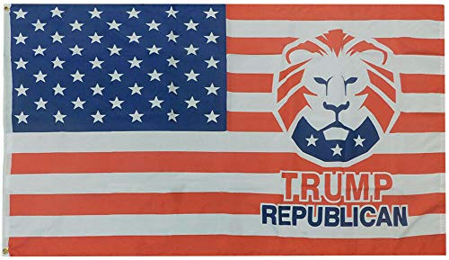 K's Novelties USA Flag with Trump Lion Logo Republican 100D Woven Poly Nylon 3x5 3'x5' Flag K's Novelties USA Flag with Trump Lion Logo Republican 100D Woven Poly Nylon 3x5 3'x5' Flag