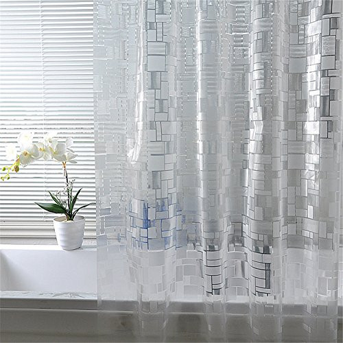 LUCKYHOUSEHOME Waterproof Mildew Resistant Heavy Duty PEVA Semi-Transparent Bathroom Shower Curtain 59 x 78 Inch Approx
